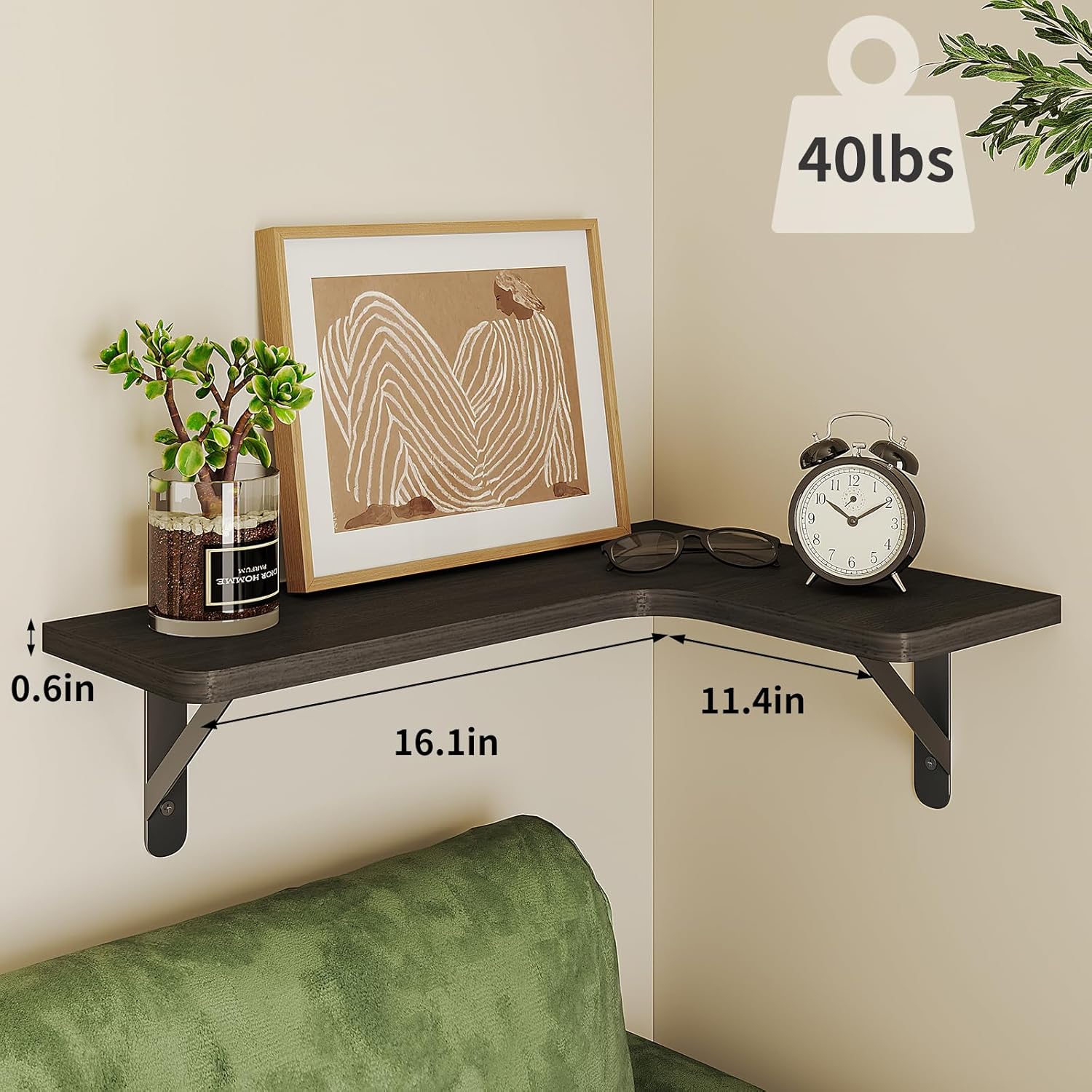 Fixwal Corner Floating Shelves Set of 5 Black 1