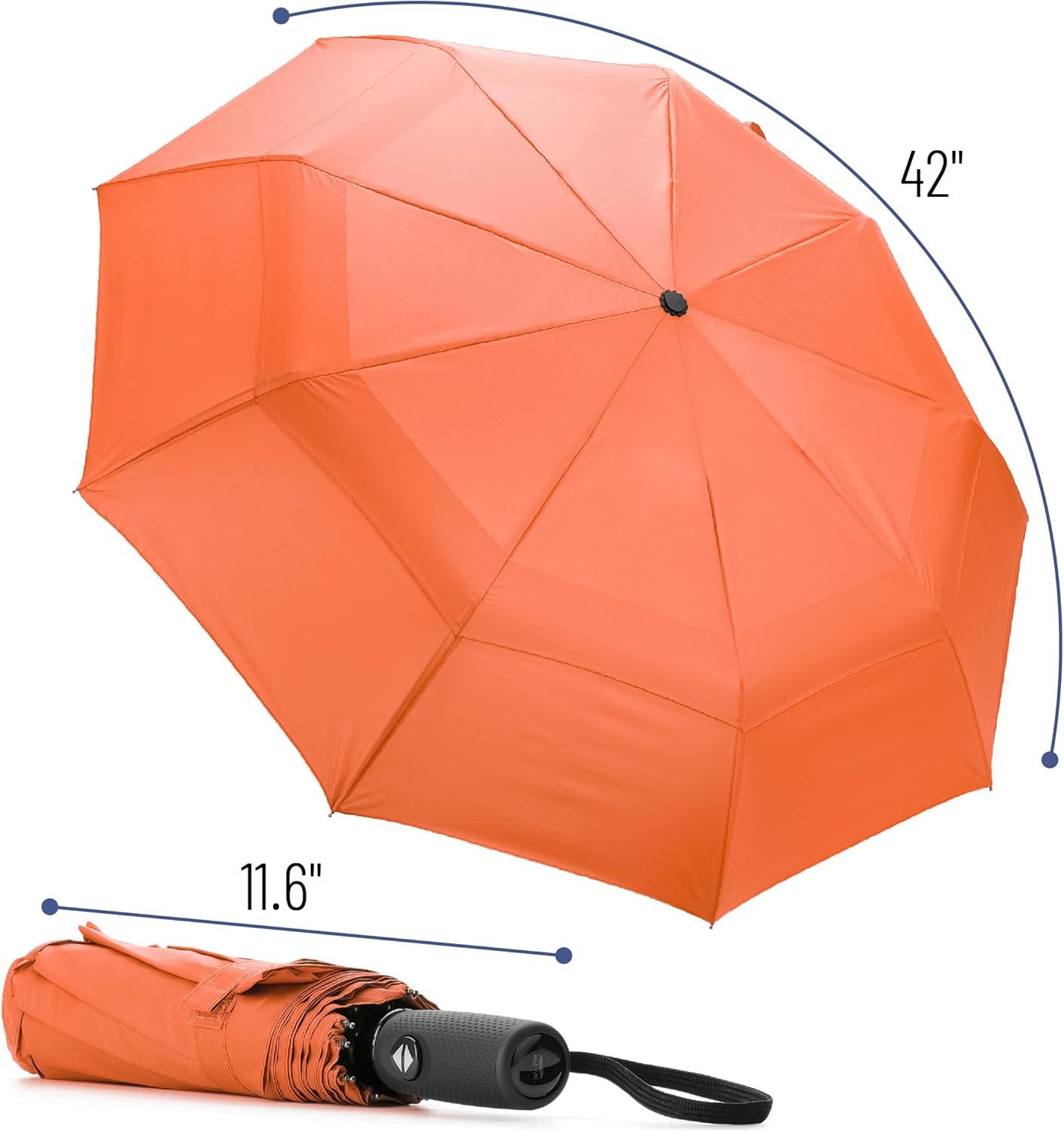 Mr Pen Windproof Travel Umbrella Orange Red