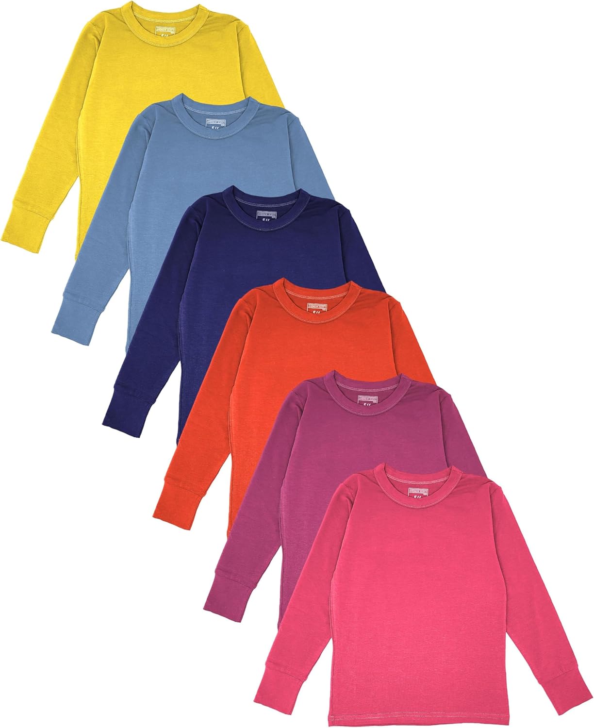 Snoozzzn 6 Pack Long Sleeve Undershirts for Girls Boys Toddler