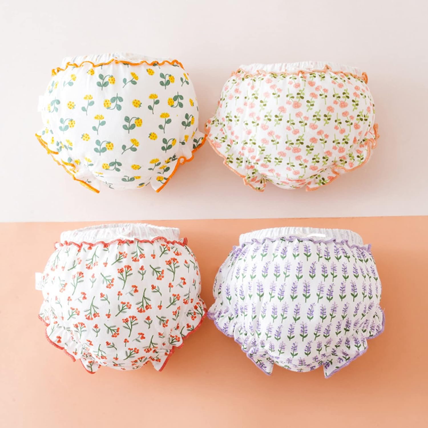 Baby Bloomers Diaper Covers for Girls 4Pcs Soft Ruffle Underwear