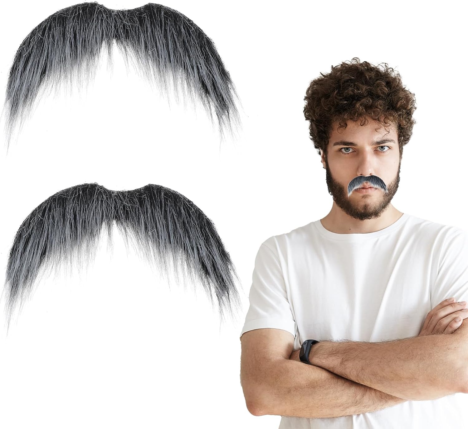 Tucnoeu 2Pcs Realistic Fake Mustaches for Halloween and Cosplay 1