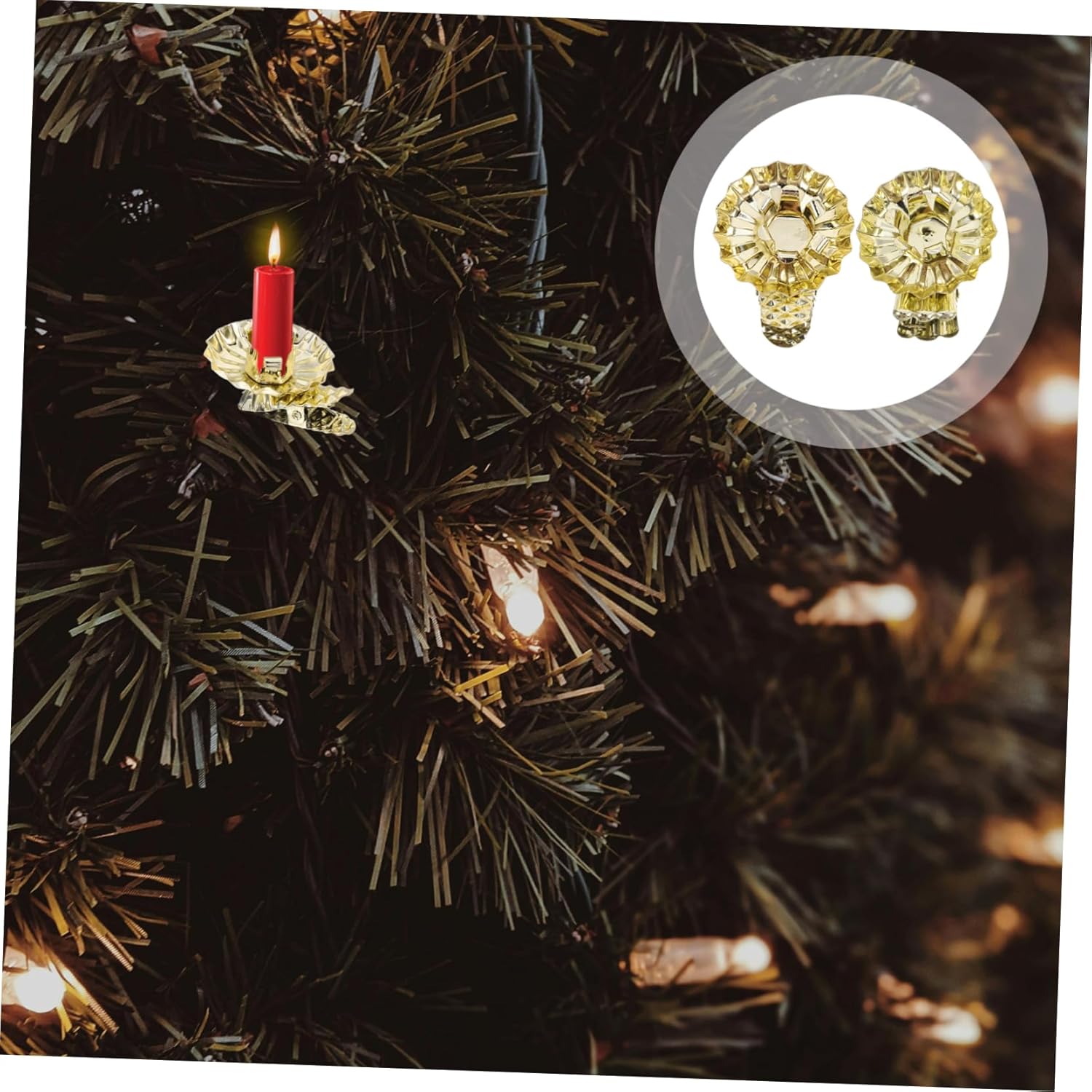 4 Sets Modern Style Clip-on Candle Holders for Christmas Tree