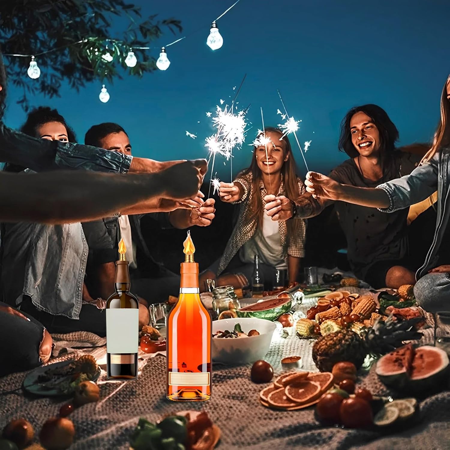4Pack Wine Bottle Torch Kit with Brass Holders and Wicks