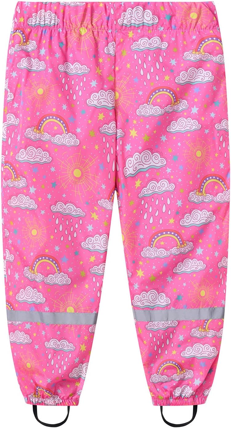 Kids Waterproof Rain Pants with Reflective Strips for Boys Girls