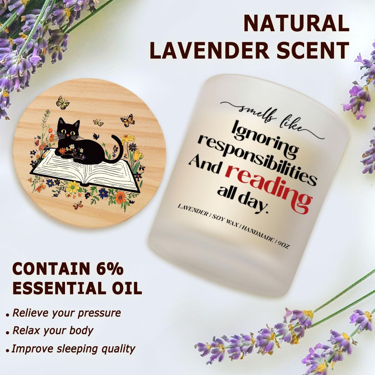 Book Lovers Candle 9Oz - Lavender Scented Gift