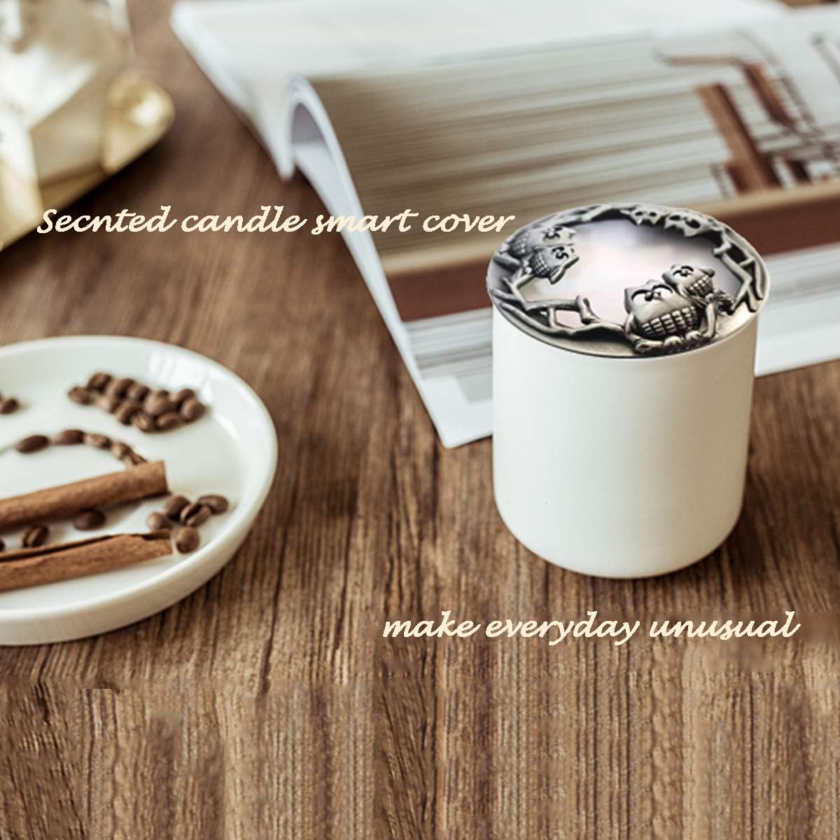 UCINNOVATE Jar Candle Topper with Silver Owl Design