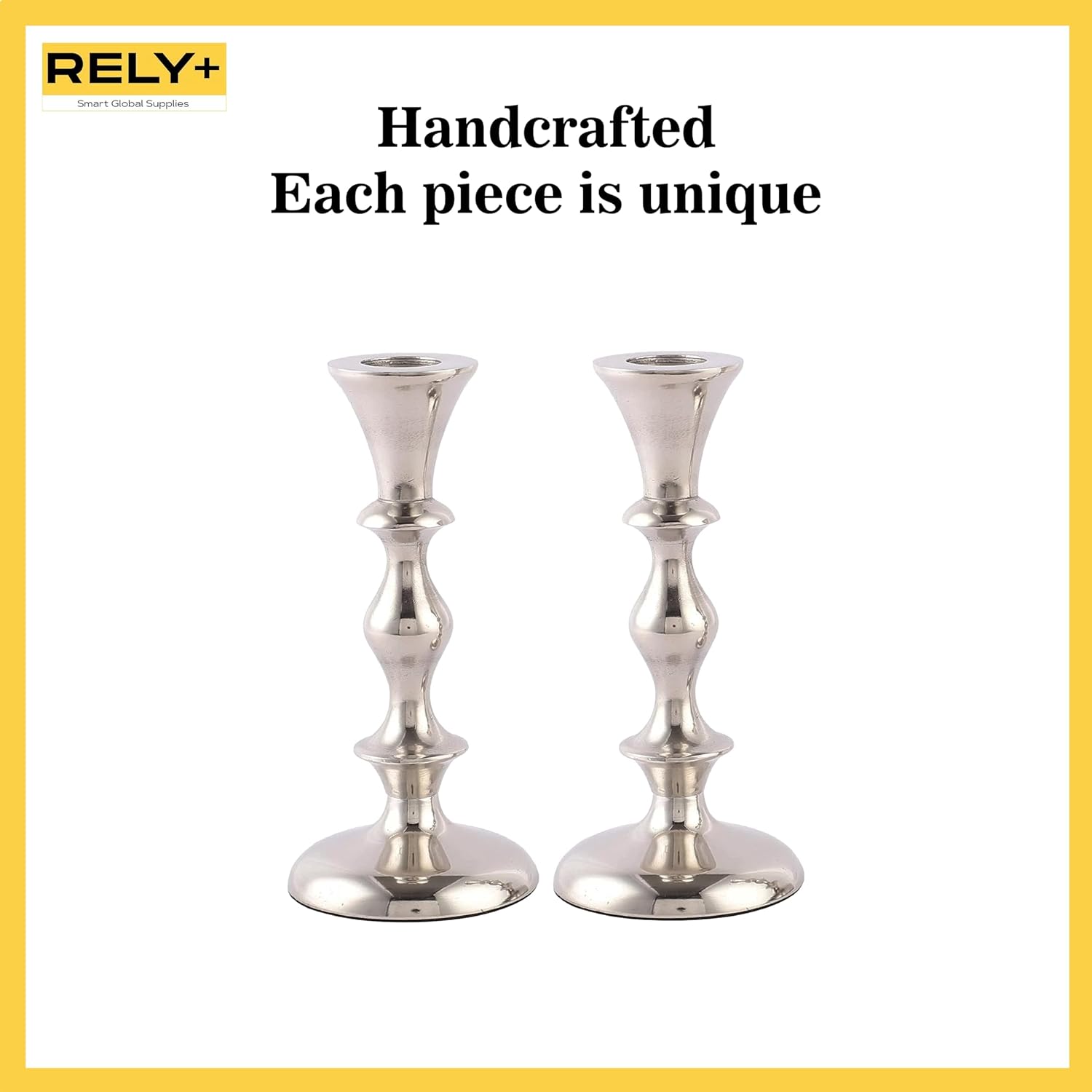 RELY Silver Candle Holder Set of 2