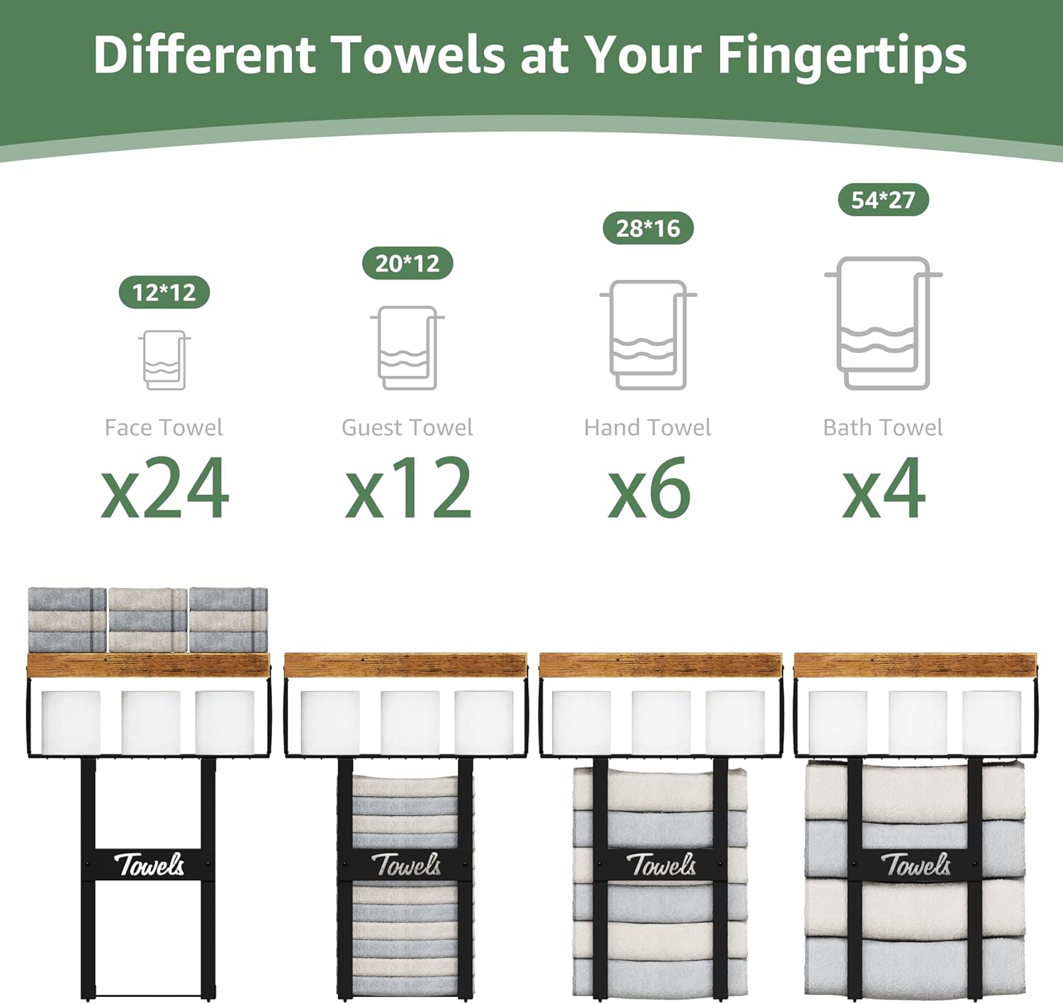 KLUVIS Floating Shelf Over Toilet Set of 3 Rustic Brown 1