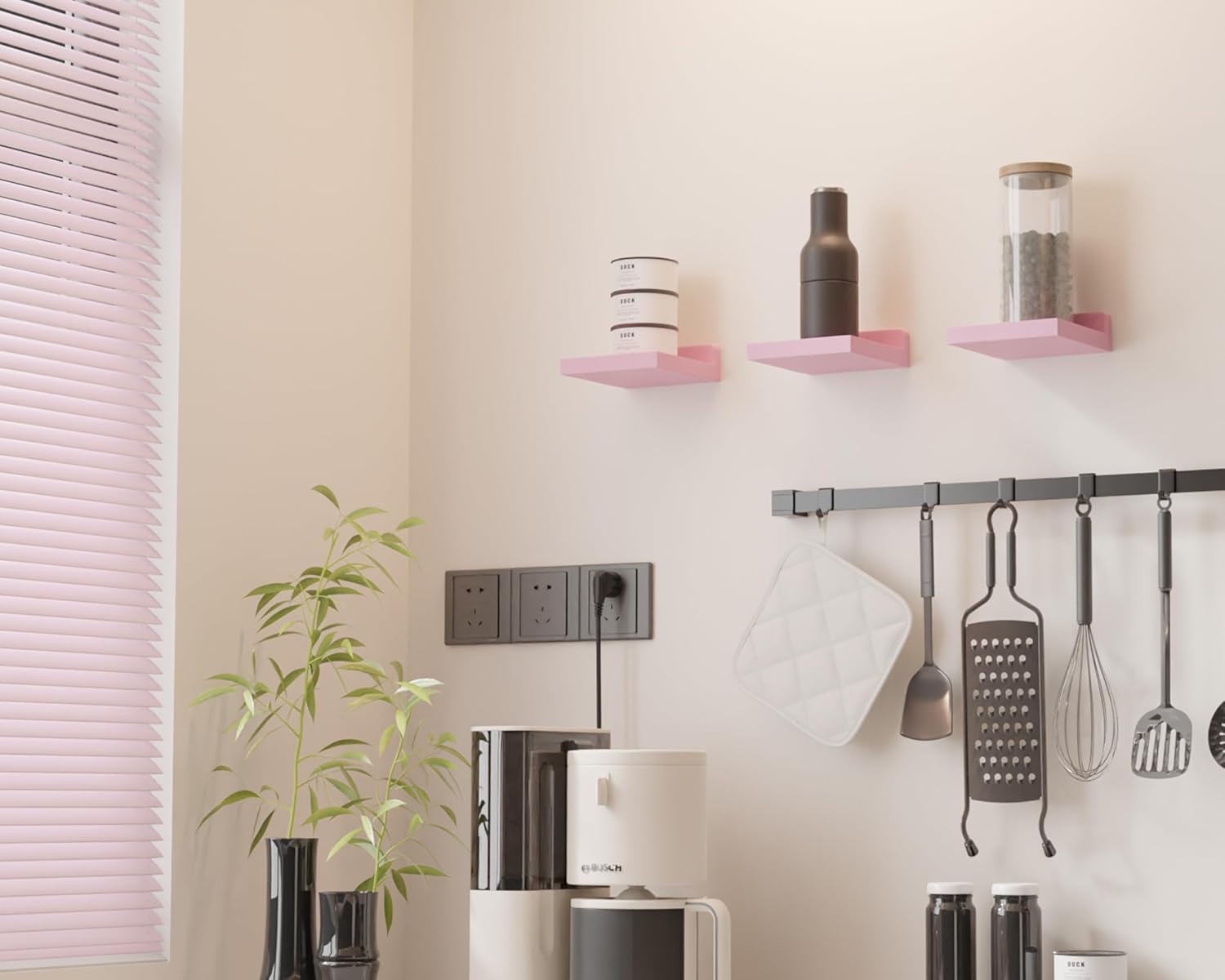 QsQueen 5 Inch Floating Wall Shelves 3 Pack
