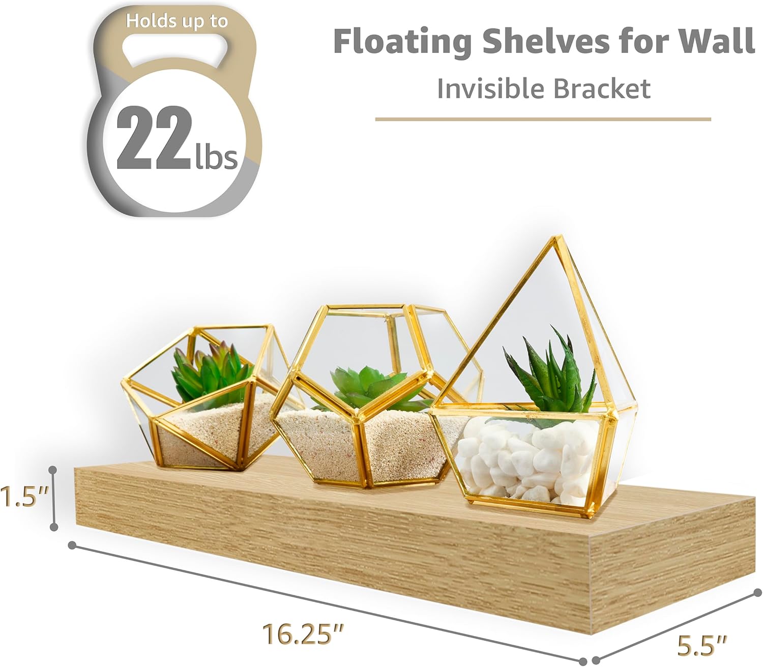 Sorbus Maple Floating Shelves 3 Pack Wall Mount