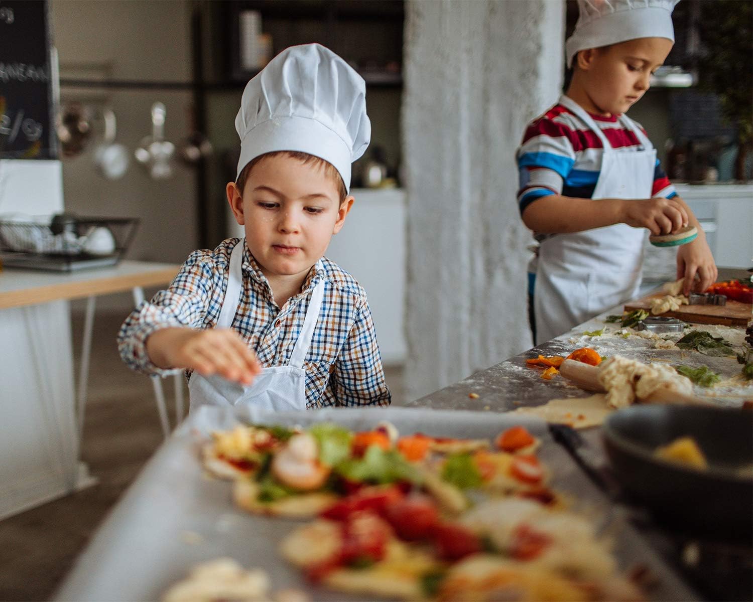ESHATO Kids Chef Hat Adjustable for 5-12 Years