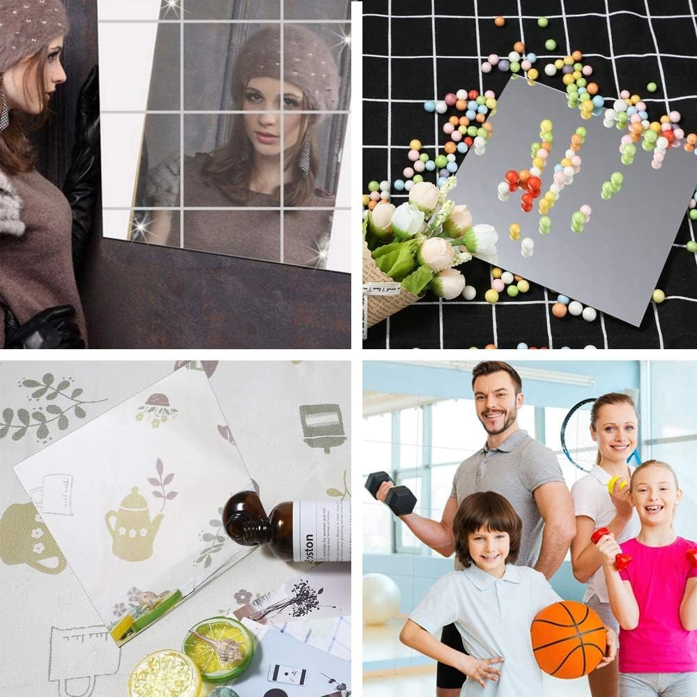 18Pcs Acrylic Mirror Tiles Self-Adhesive Removable Wall Stickers