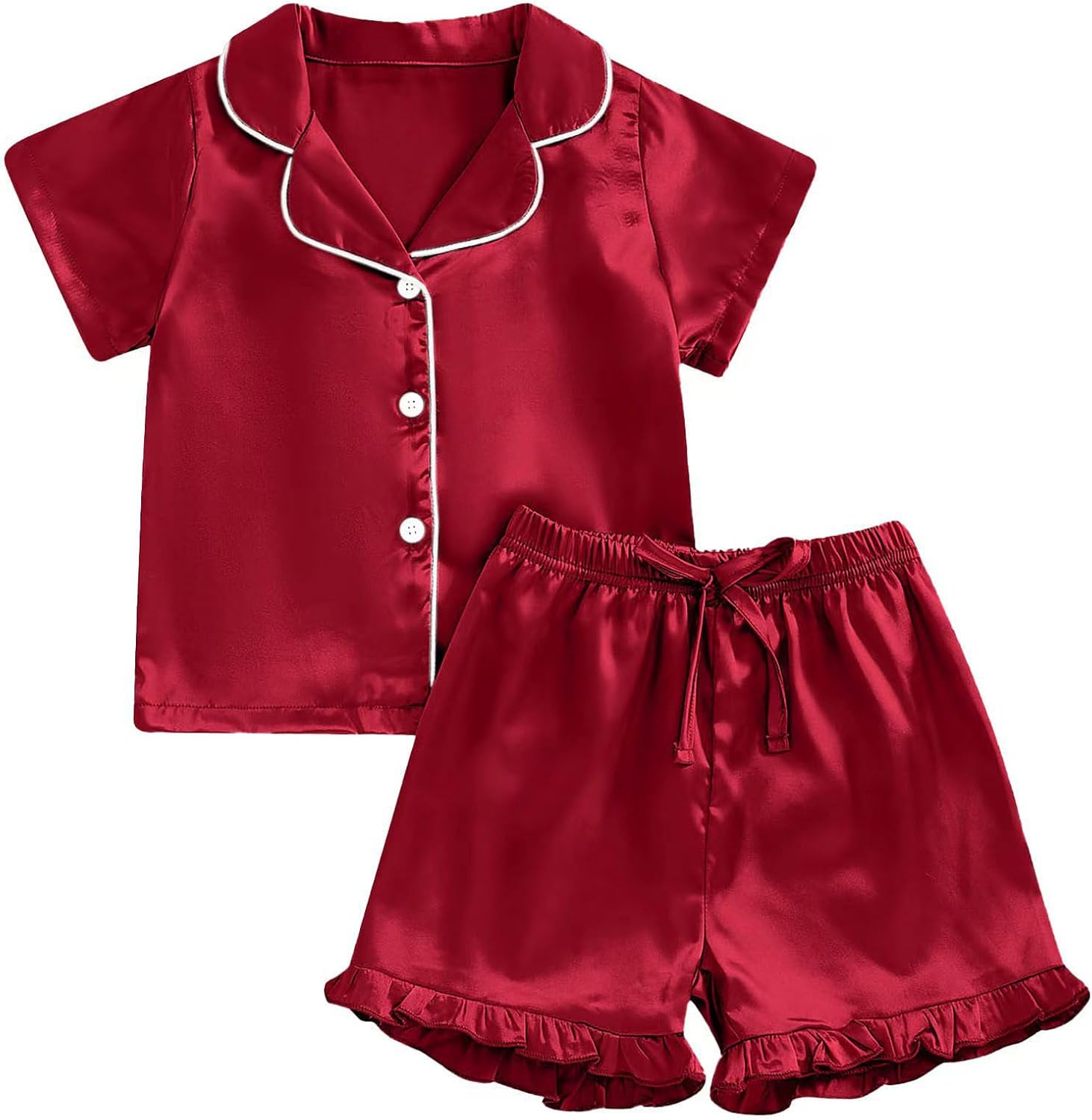 Baby Girls Satin Pajamas Set 2 Piece Soft Short Sleeve