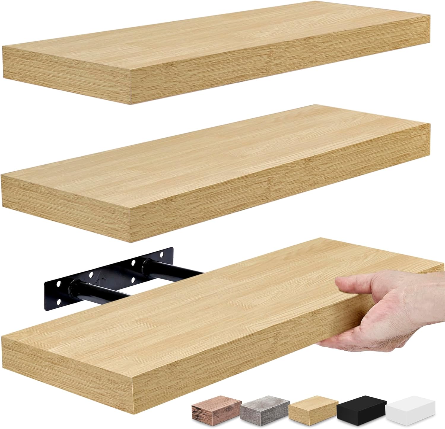 Sorbus Maple Floating Shelves 3 Pack Wall Mount
