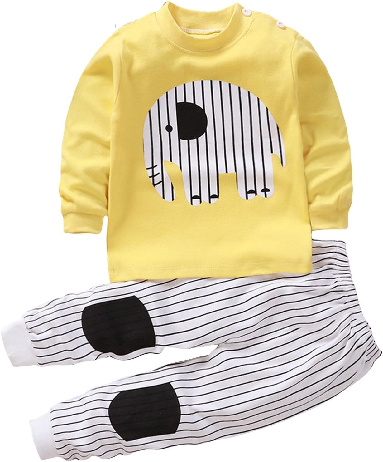 Toddler Baby Boys Girls 2-Piece Outfits Soft Tops and Pants Sets 1