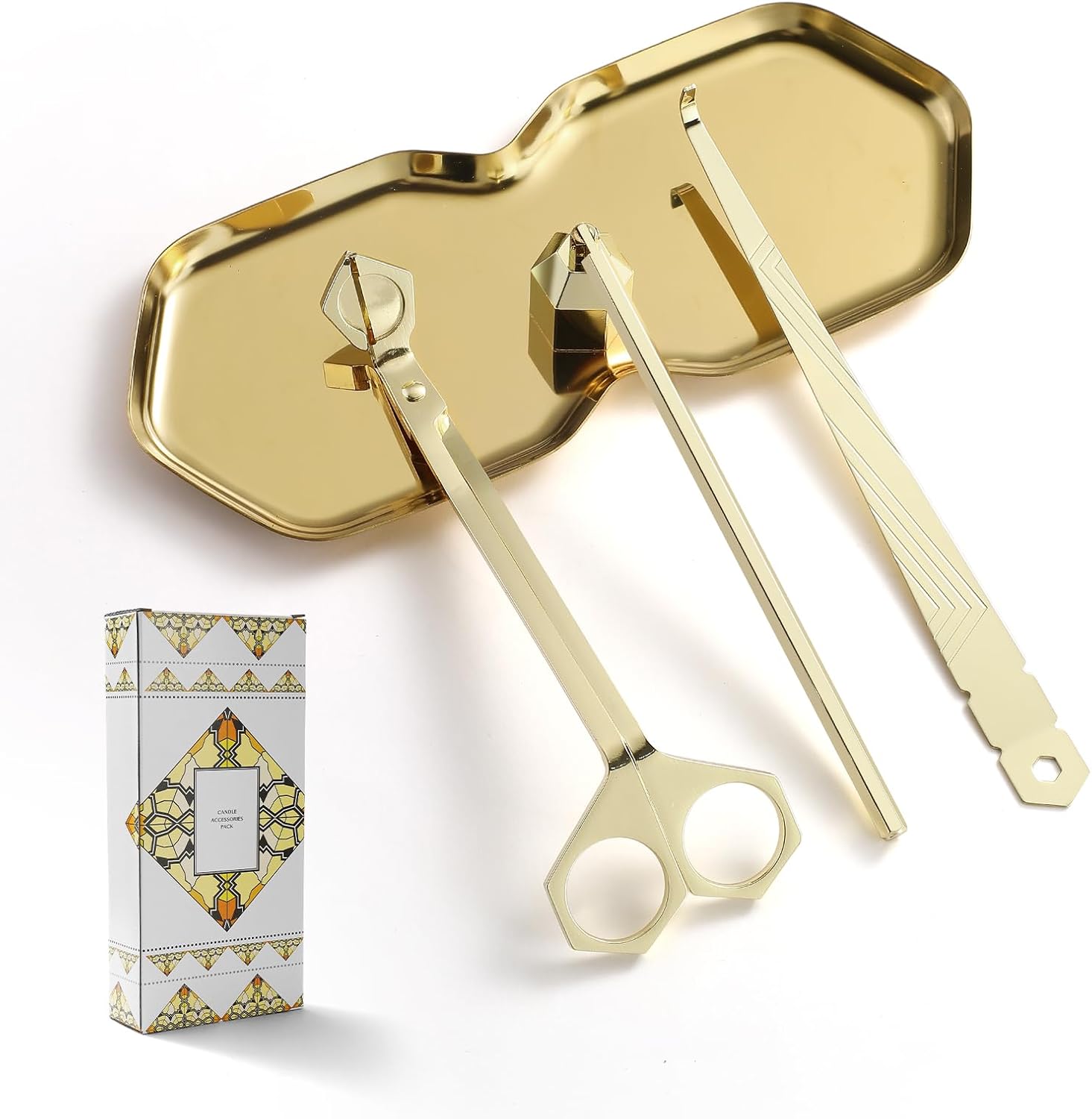 PATOISE 4 in 1 Candle Accessory Set Stainless Steel Gold