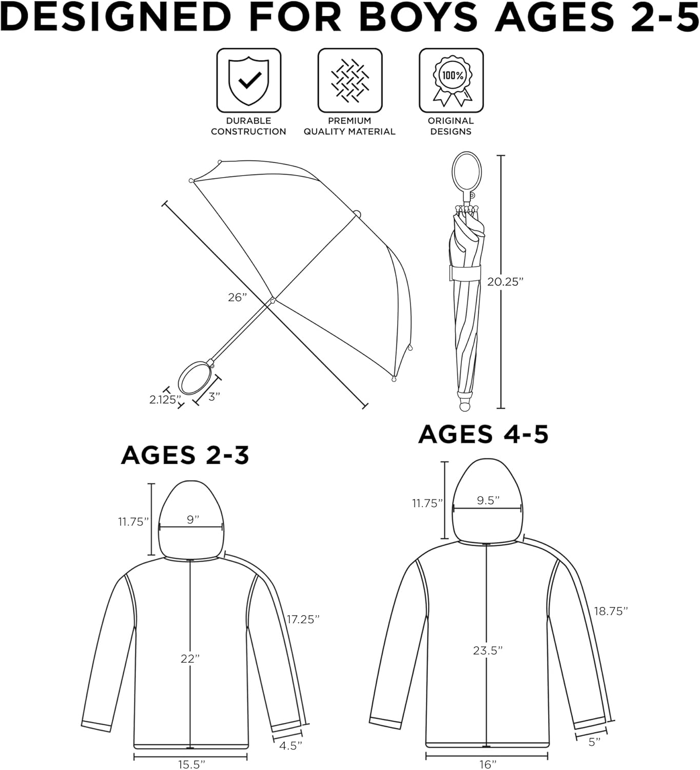 Disney Kids Umbrella and Slicker Set for Ages 2-7