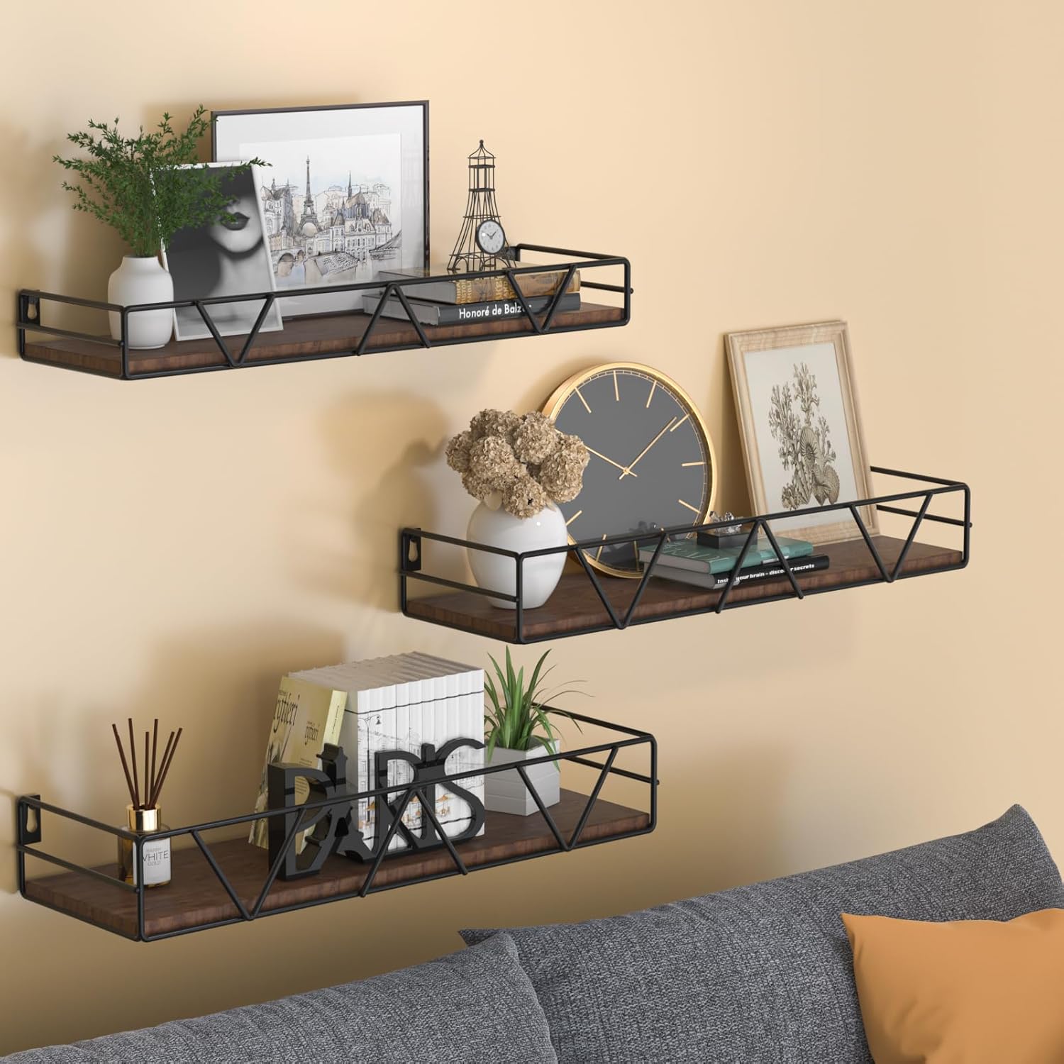 Amaoot Floating Shelves Set of 3 - Black