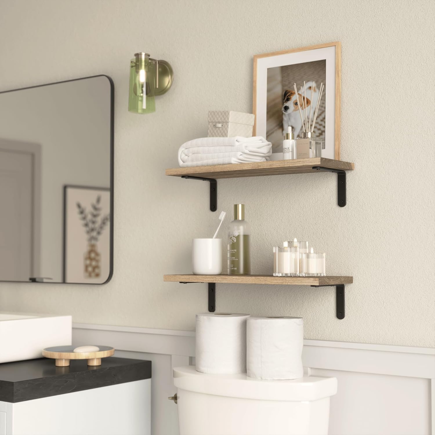 RICHER HOUSE Floating Shelves Set of 2 - Carbonized Black