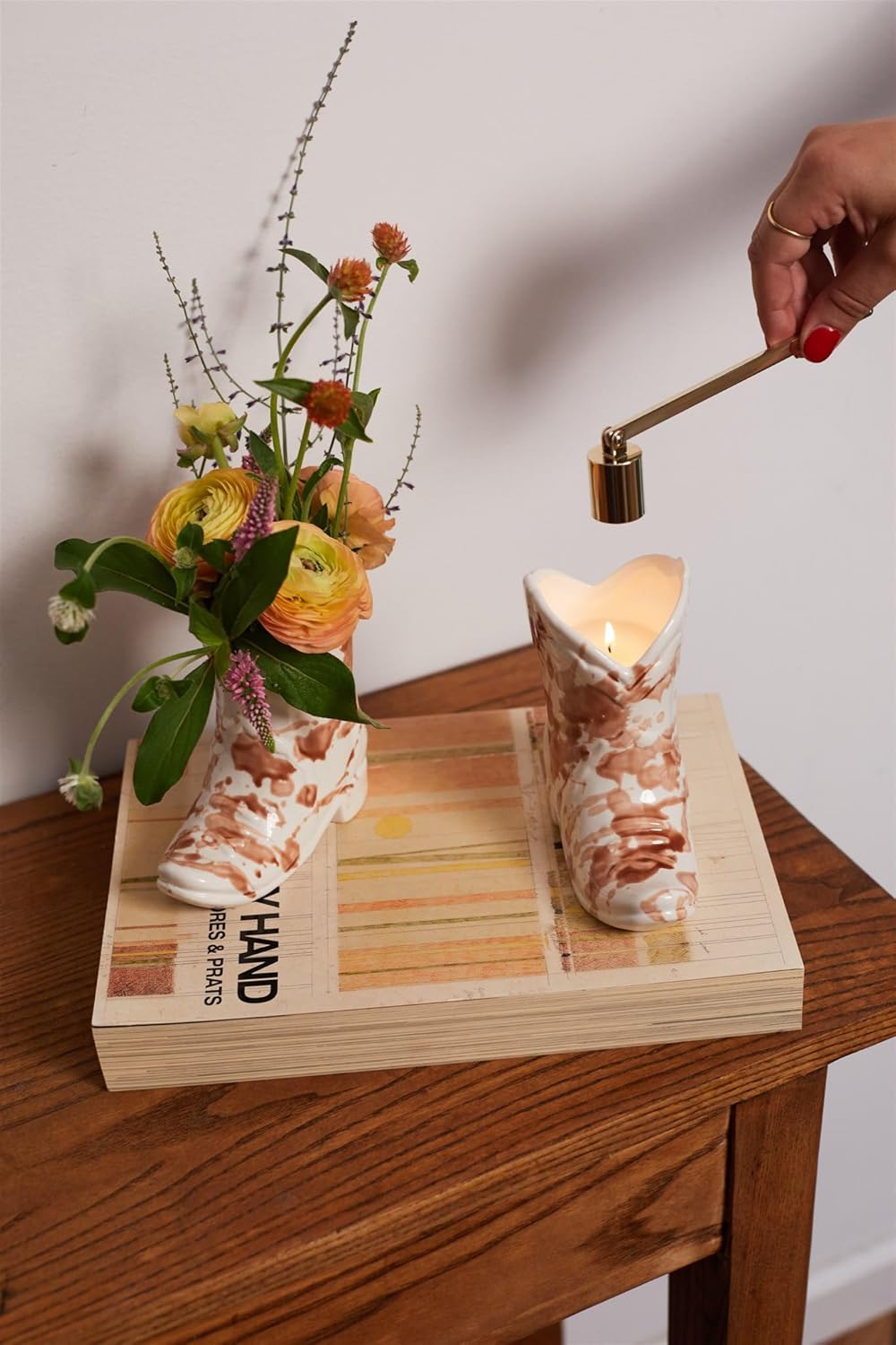 Paddywax Nashville Boot Shaped Candle 6-Ounce Desert Peach