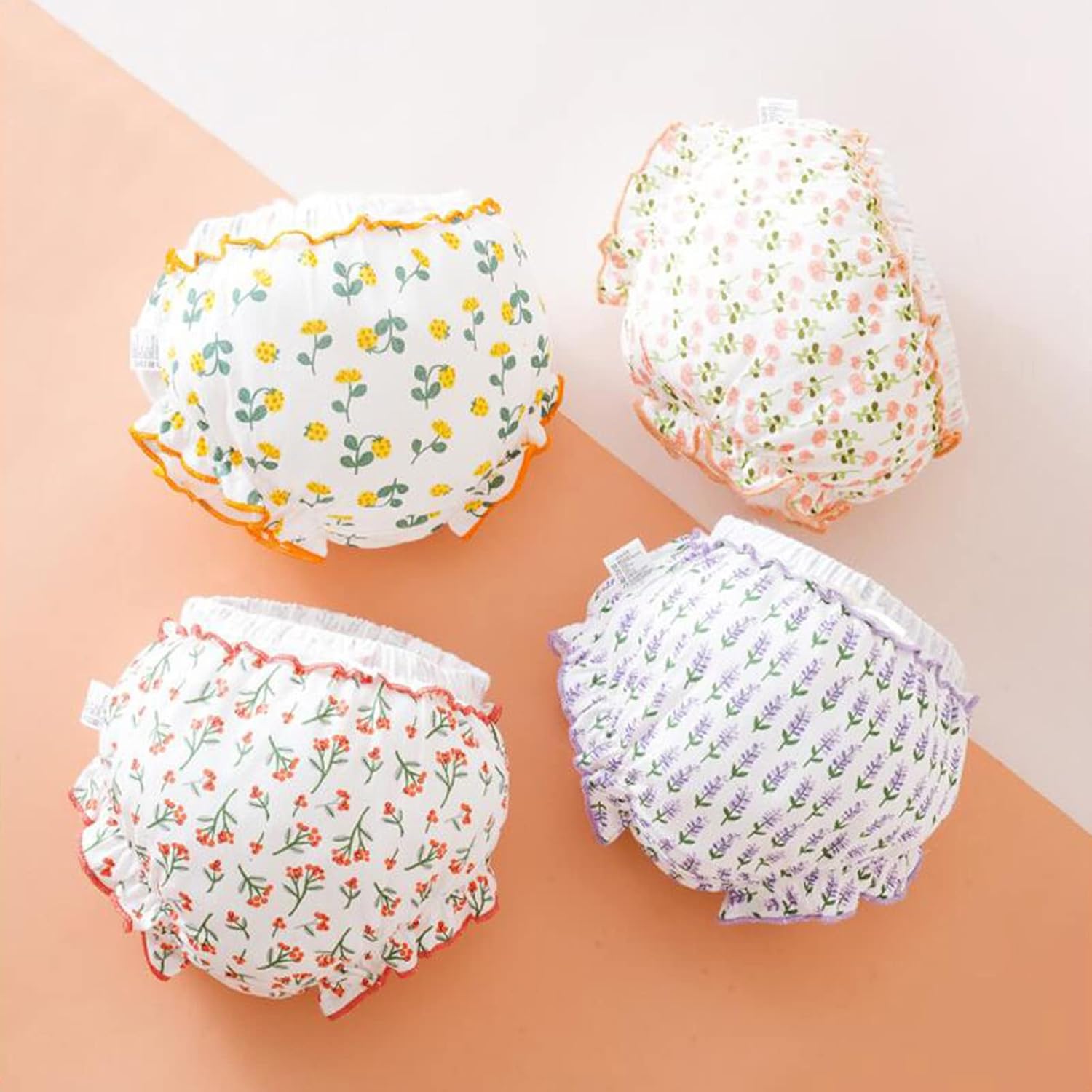 Baby Bloomers Diaper Covers for Girls 4Pcs Soft Ruffle Underwear