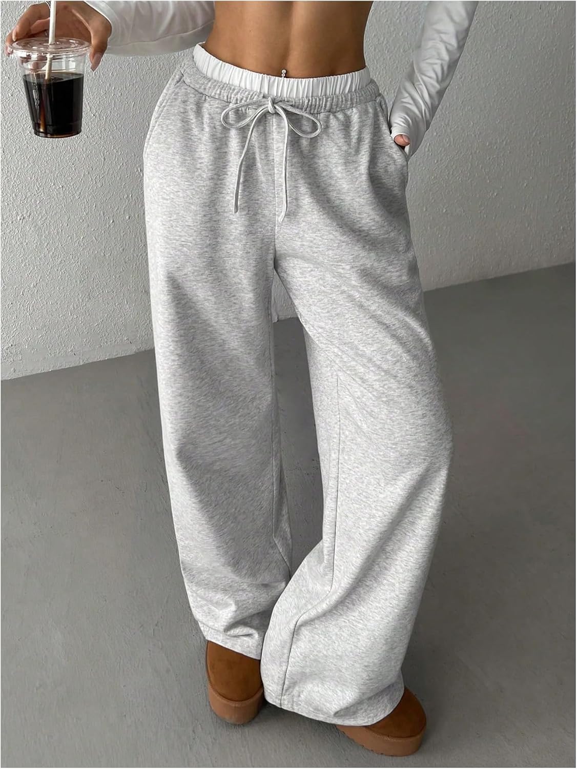 SOLY HUX Girls Drawstring Waist Sweatpants Loose Wide Leg