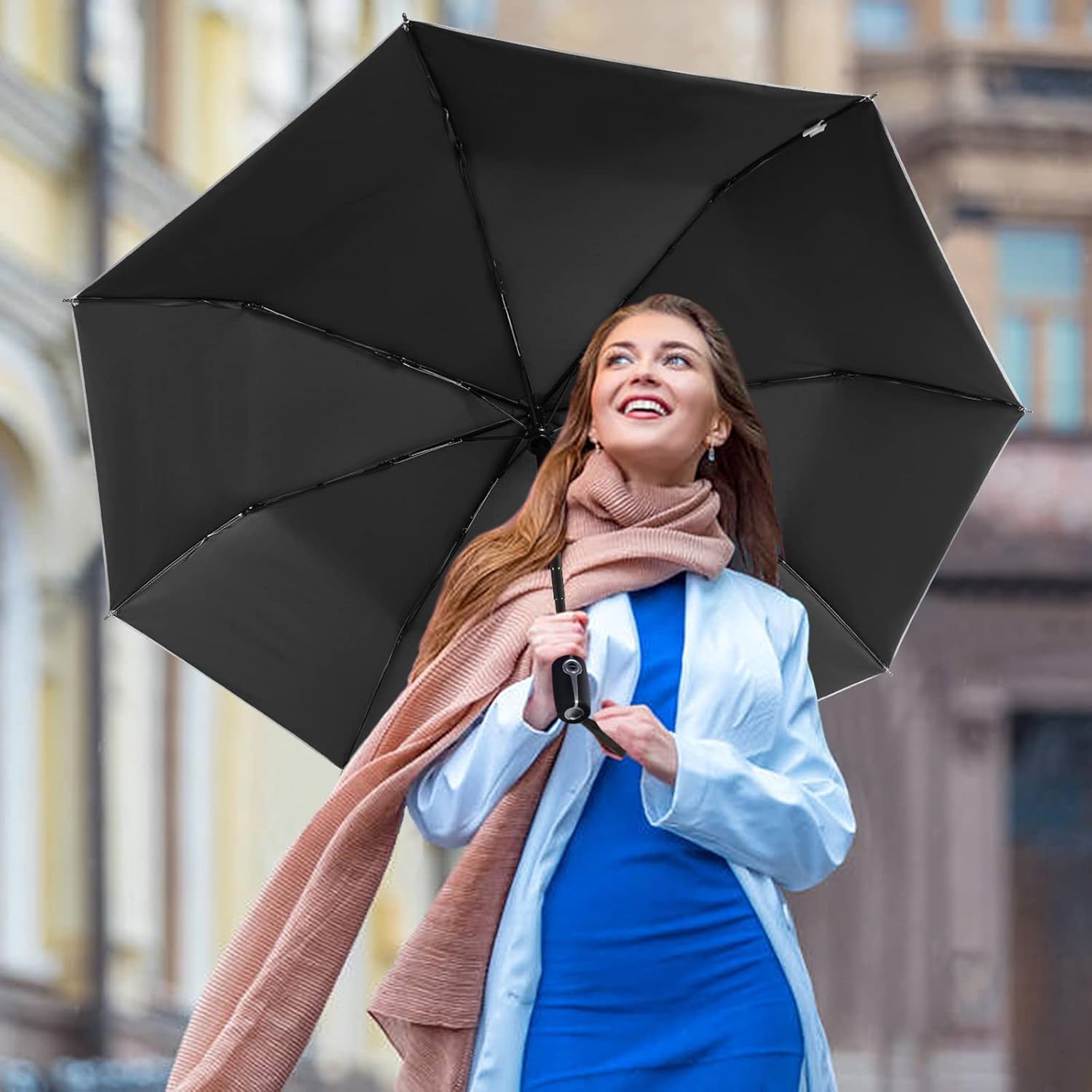 G4Free UPF 50 Travel Umbrella 42 Inch Windproof Auto Open Close
