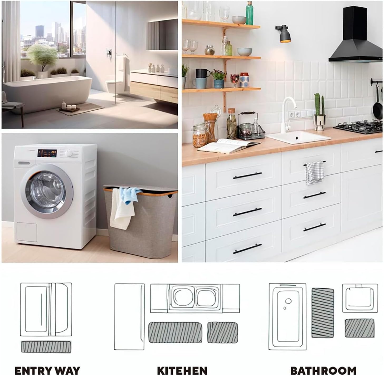 JRZEOCI Kitchen Mat Set 2PCS Waterproof Non-Slip 1
