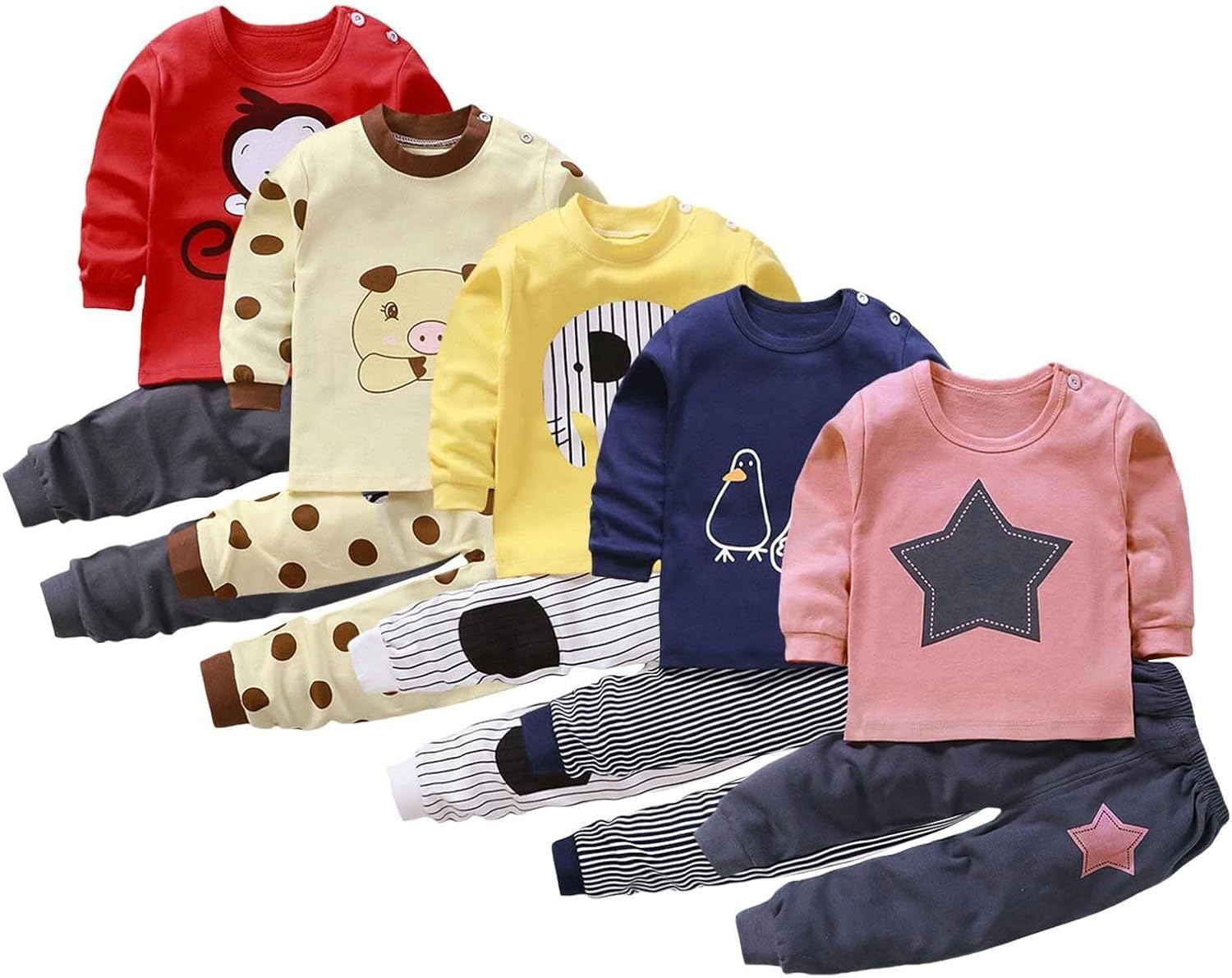 Toddler Baby Boys Girls 2-Piece Outfits Soft Tops and Pants Sets 1