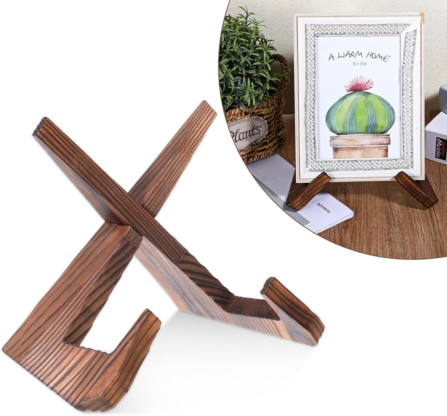 ElevateTech Wooden Plate Holder Display Stand 65 Inch