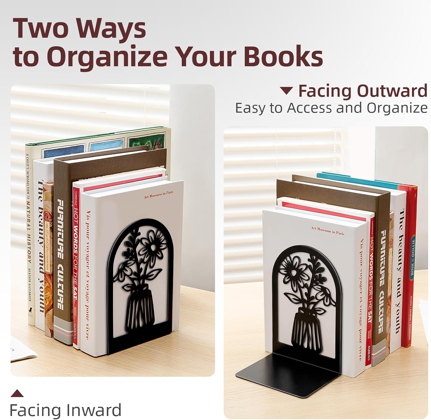 Umikk Decorative Vase Bookends for Home Office