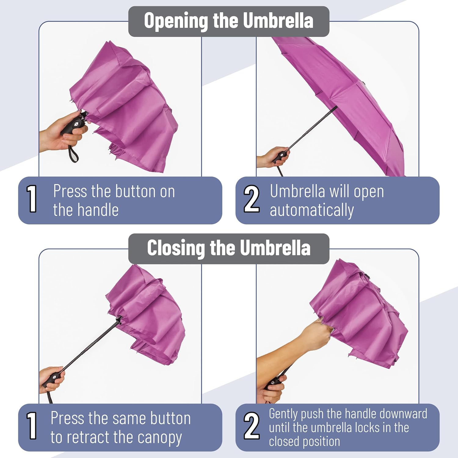Mr Pen Windproof Travel Umbrella in Violet 1