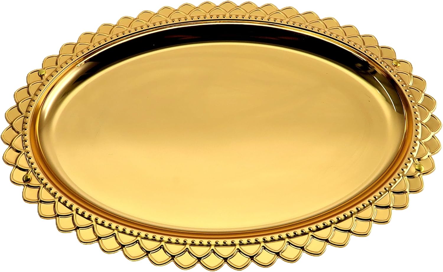 Pack of 2 171x125 Inch Oval Gold Plated Serving Trays