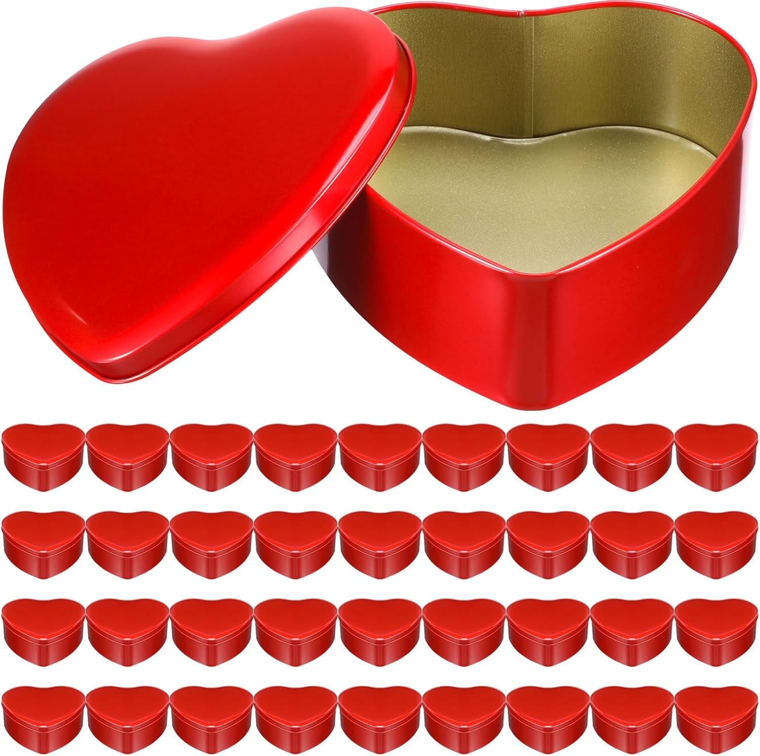 Blulu 36 Pcs Heart Shaped Metal Tins with Lids Red 1
