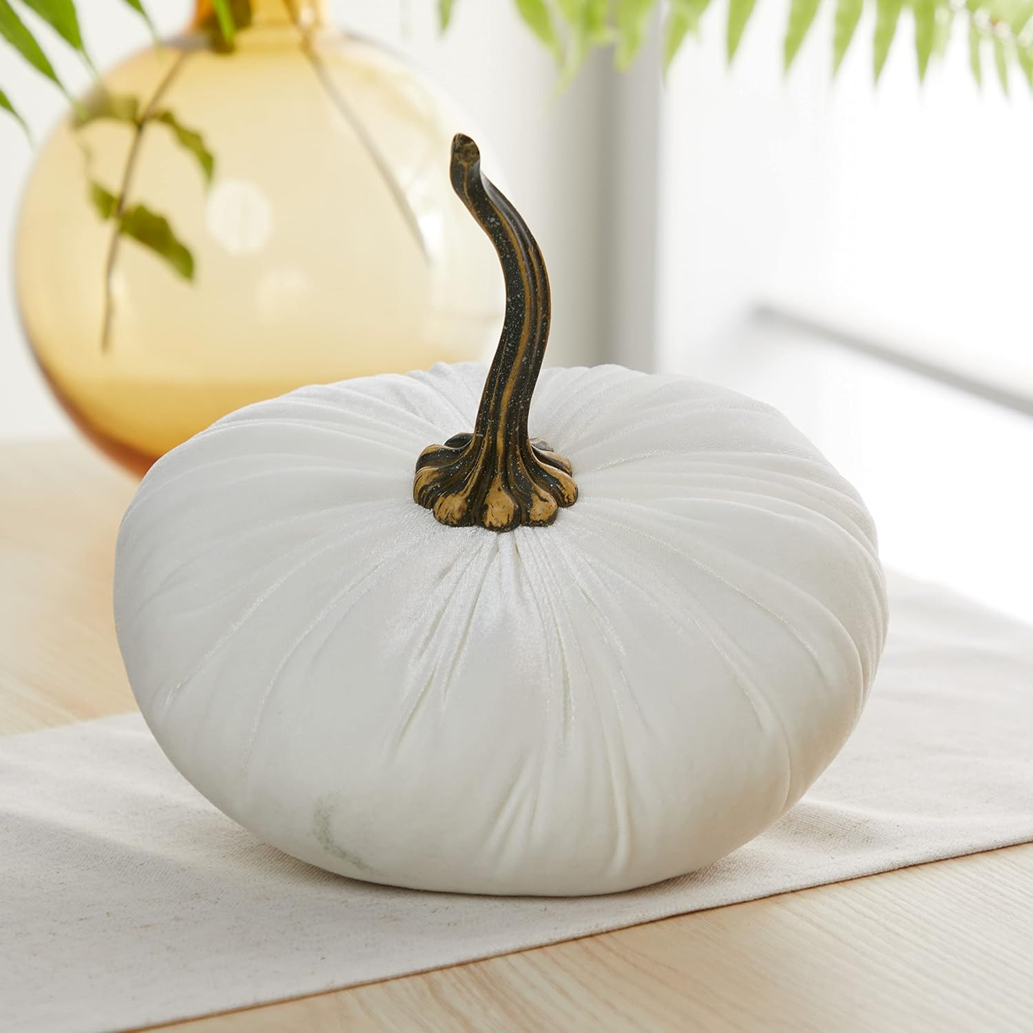 Set of 3 Velvet Pumpkins Baby Shower Decor