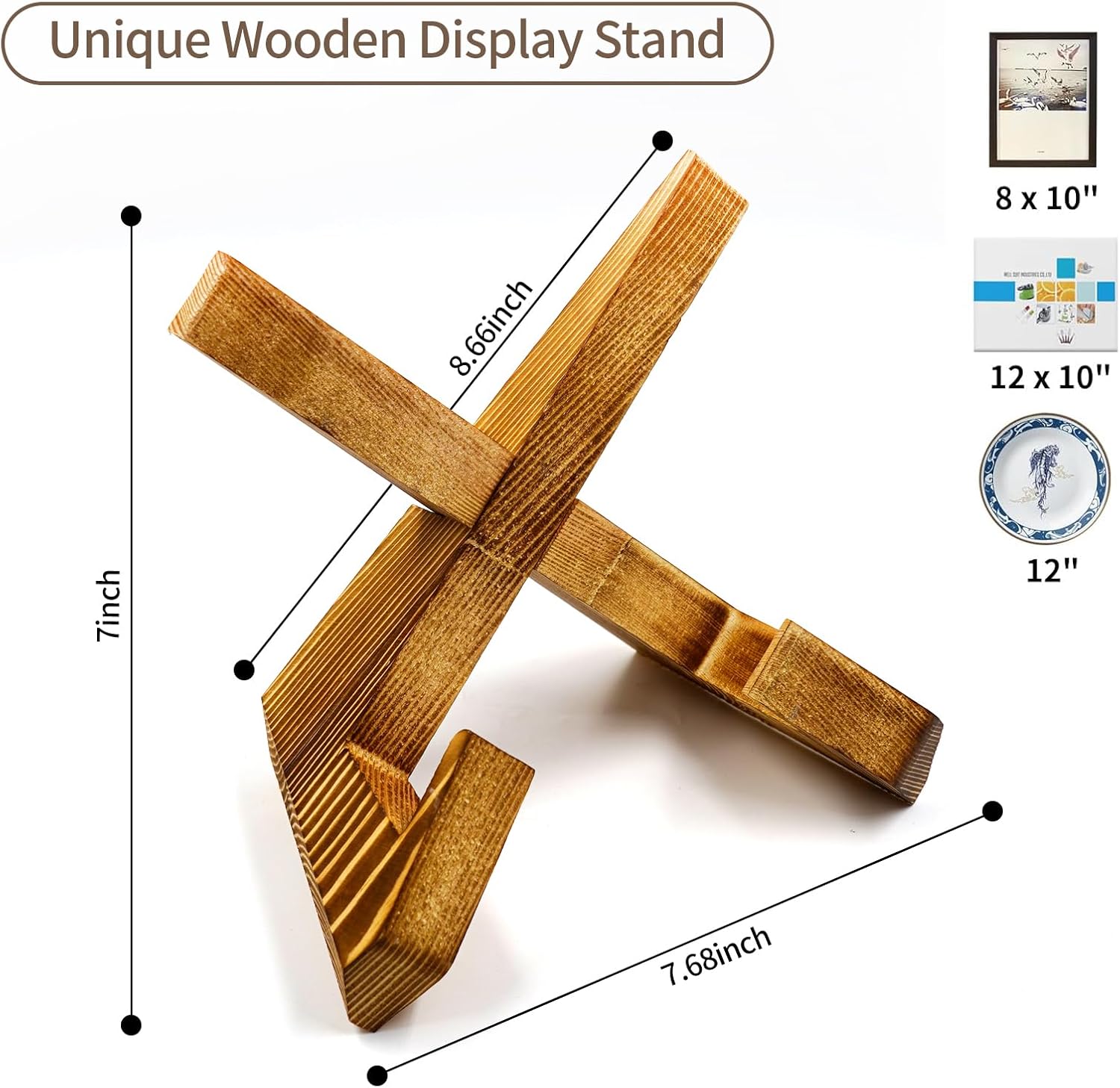 Wooden Vinyl Record Display Stand for Photos Cookbooks Plates