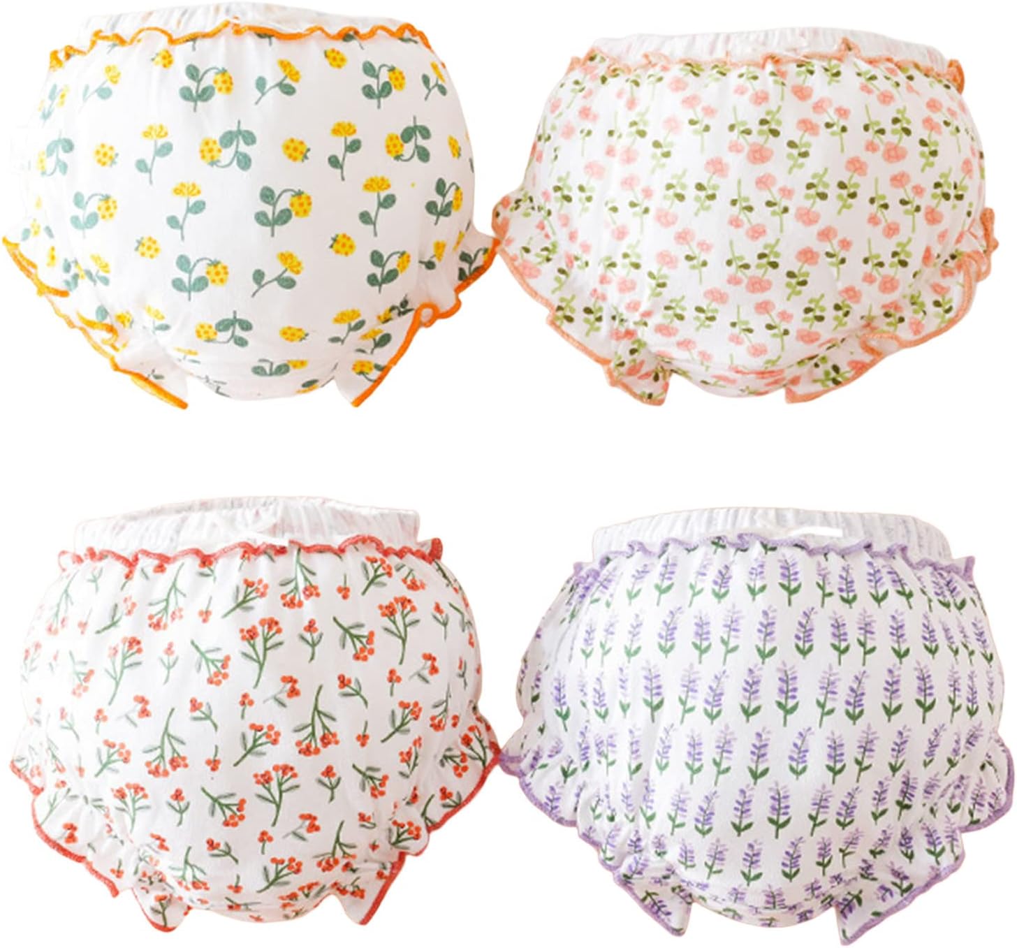 Baby Bloomers Diaper Covers for Girls 4Pcs Soft Ruffle Underwear