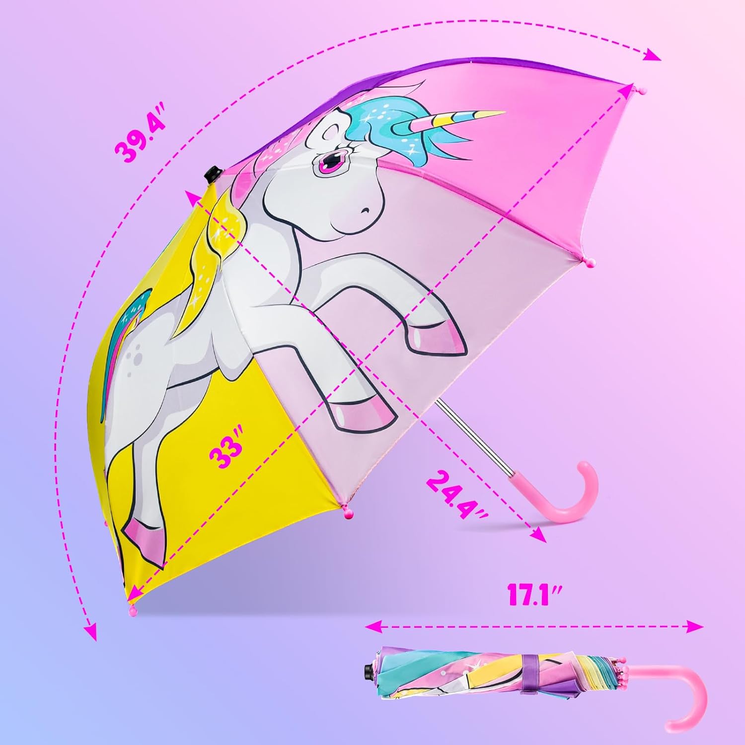 EAONE Kids Umbrella with J Handle and Whistle