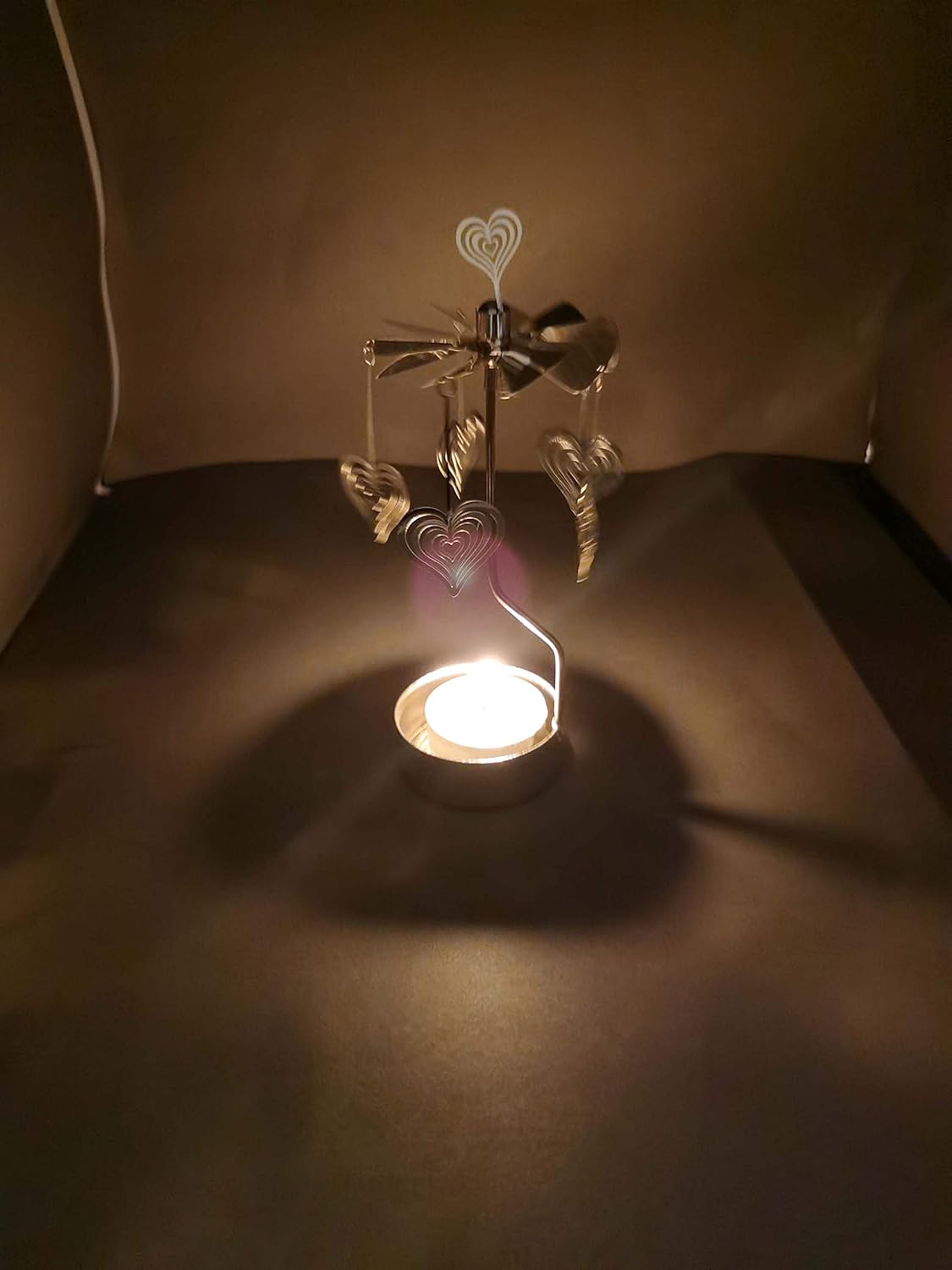 Rotary Candle Holder Spinning Metal Heart Gift