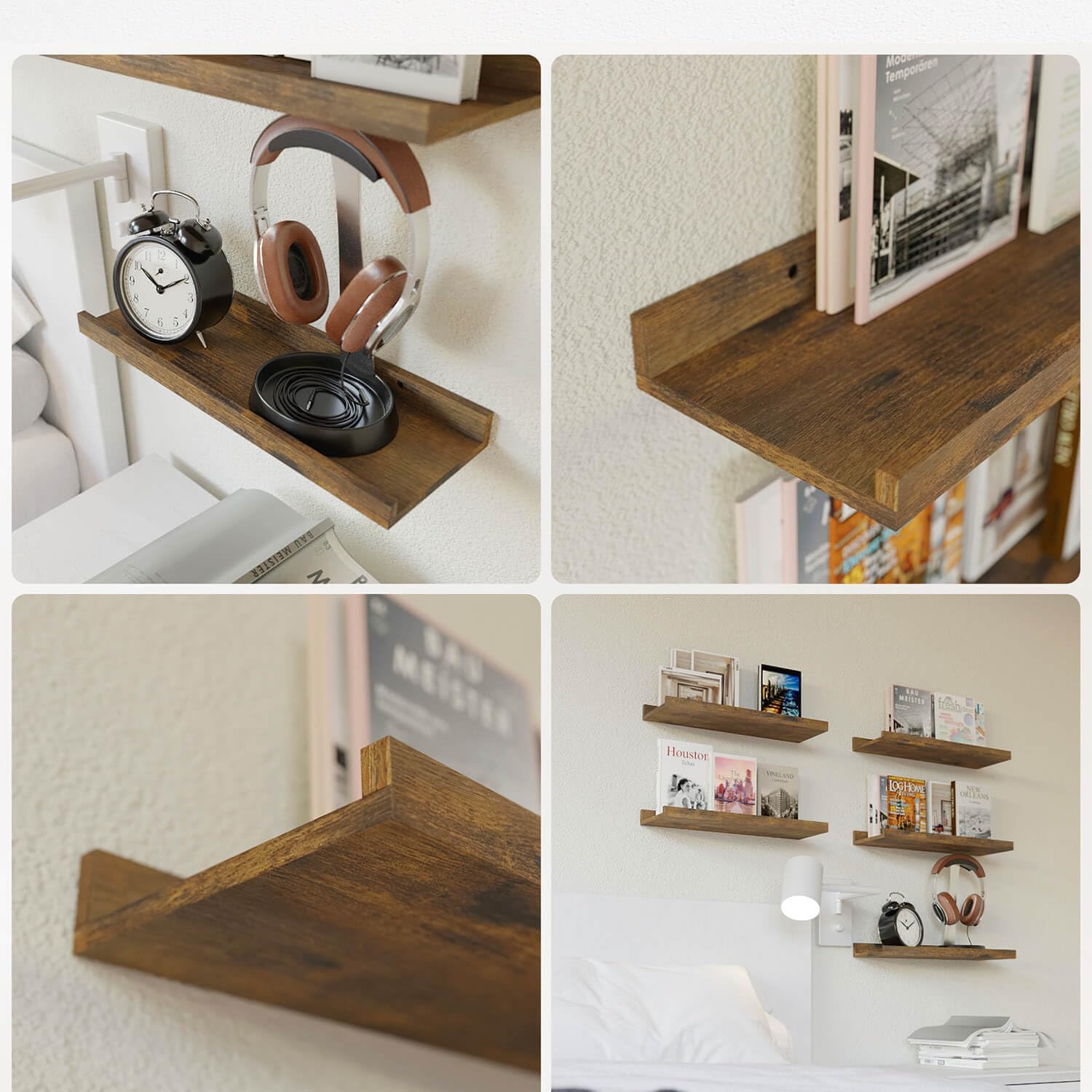 RICHER HOUSE 5 Piece Floating Shelves Brown