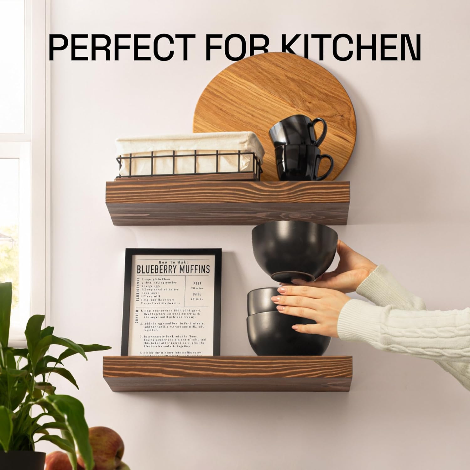 BAOBAB WORKSHOP Floating Shelves Set of 2 - 16D x 67W Walnut