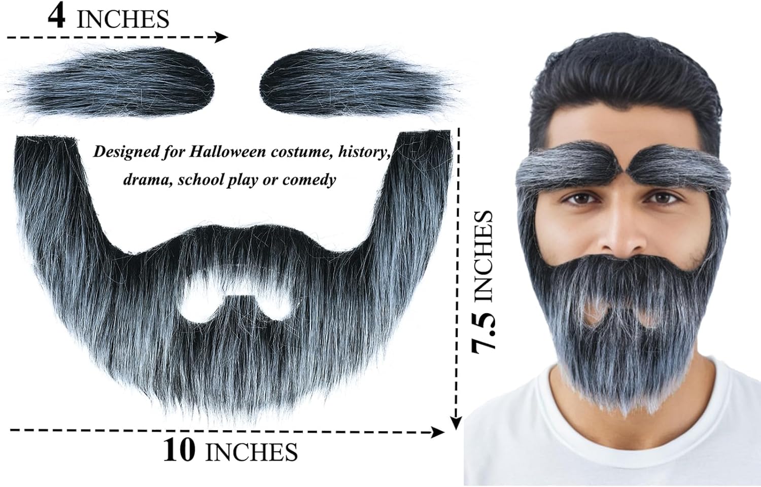 Self-Adhesive Fake Mustache and Eyebrows Set for Adults Costume