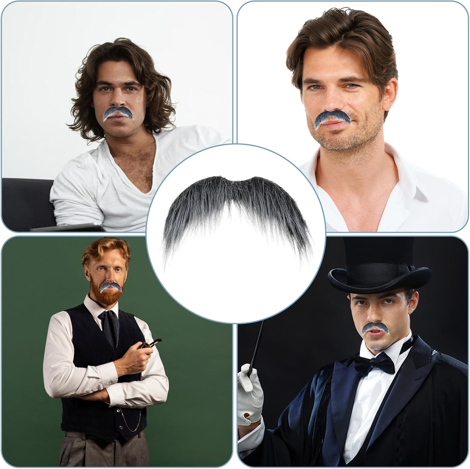 Tucnoeu 2Pcs Realistic Fake Mustaches for Halloween and Cosplay 1