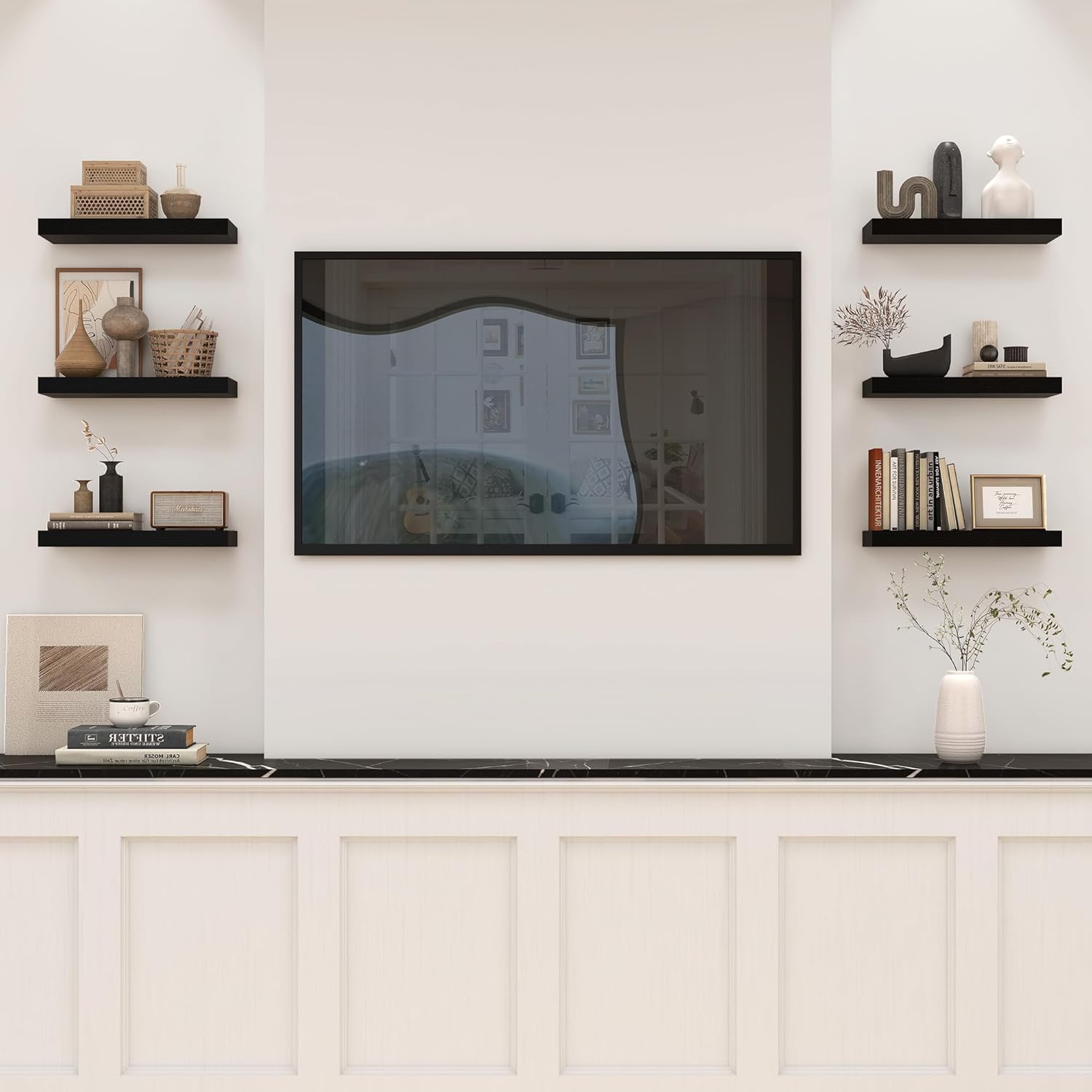 Heimlove 16 inch Black Floating Shelves Set of 2