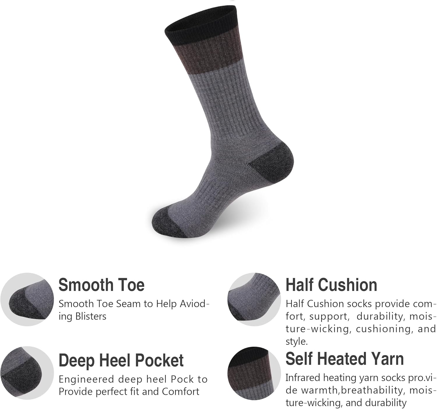 GKX Mens Merino Wool Hiking Socks 9-11 10-13