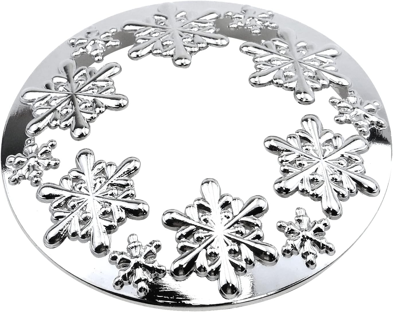 Silver Snowflake Jar Candle Topper with 28 Diameter
