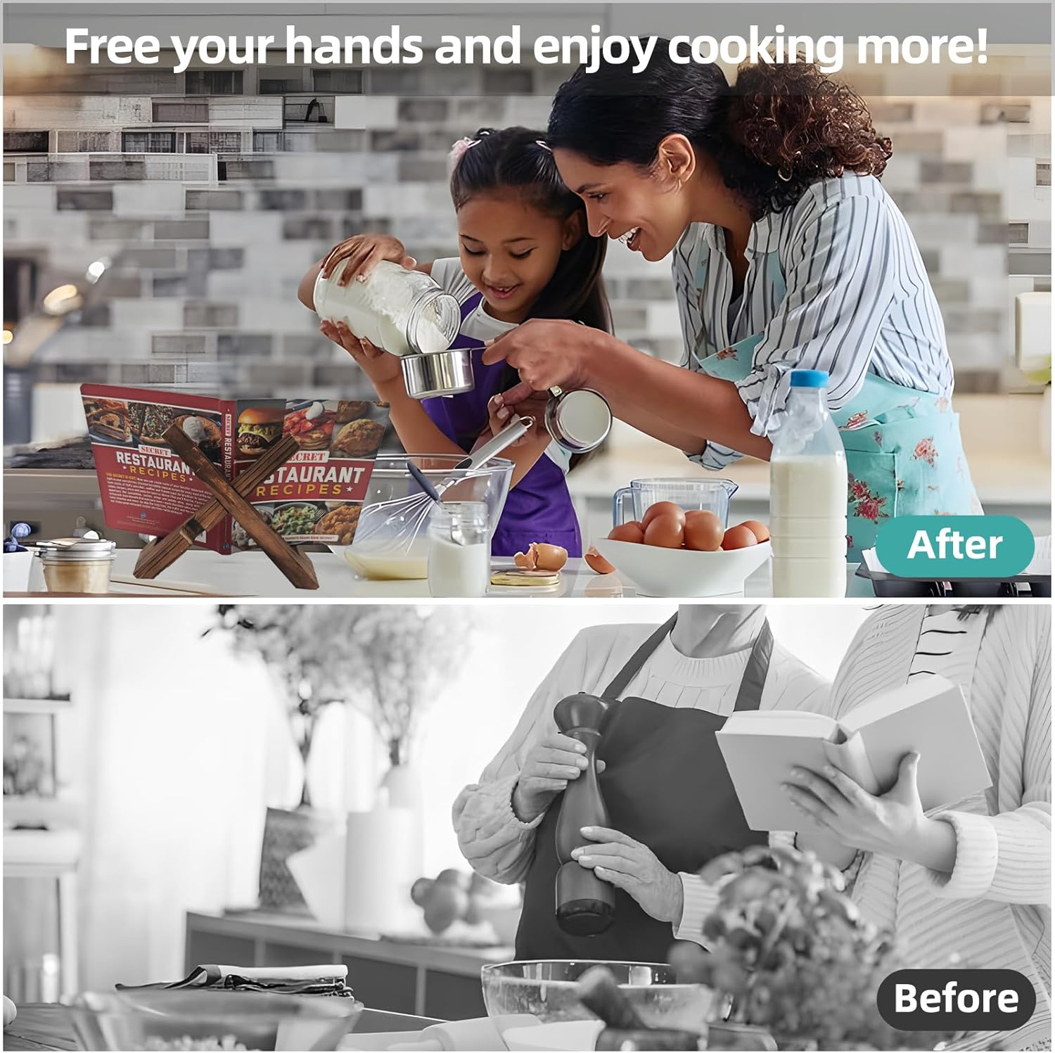 Bivpreom Adjustable Cookbook Stand for Kitchen Counter