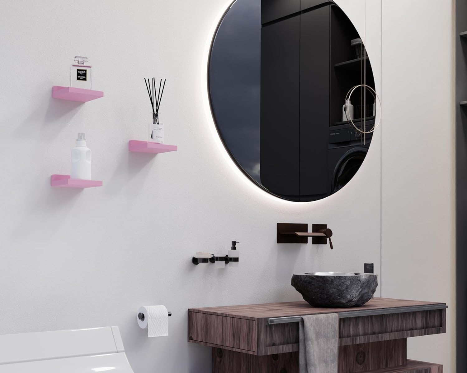QsQueen 5 Inch Floating Wall Shelves 3 Pack