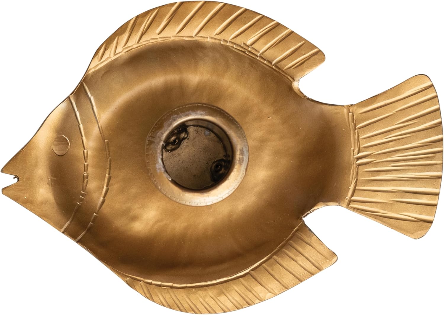 Creative Co-Op Taper Holder with Fish Tray in Antique Gold