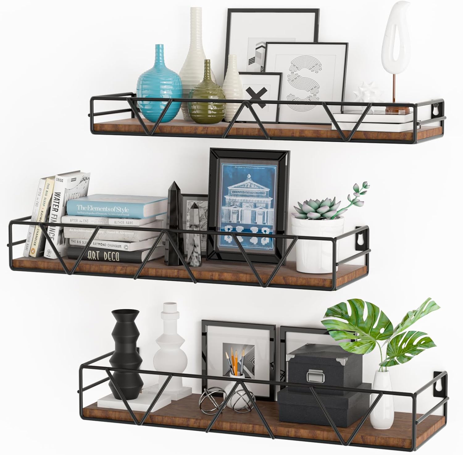Amaoot Floating Shelves Set of 3 - Black